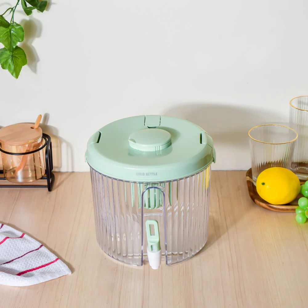 Round Ribbed Drink Dispenser With Infuser Green 6 inch 2L - Image 6