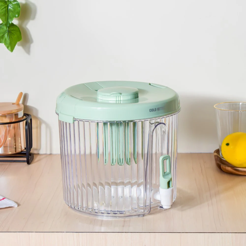 Round Ribbed Drink Dispenser With Infuser Green 6 inch 2L - Image 7