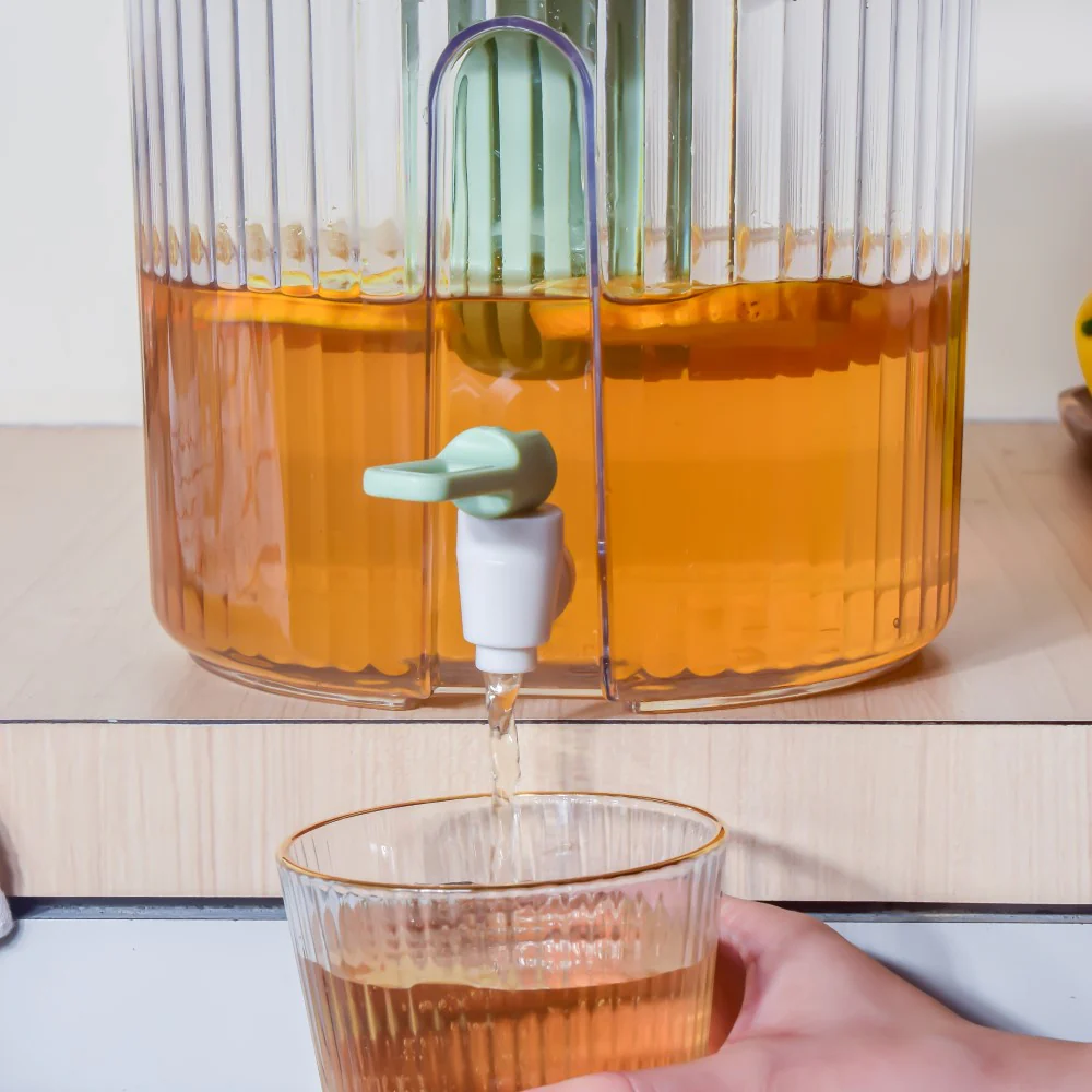 Round Ribbed Drink Dispenser With Infuser Green 6 inch 2L - Image 8