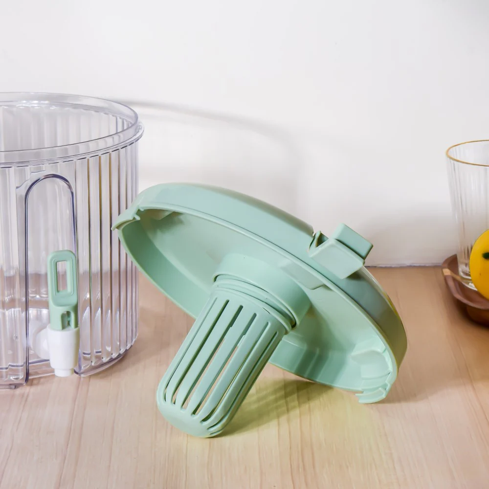 Round Ribbed Drink Dispenser With Infuser Green 6 inch 2L - Image 9