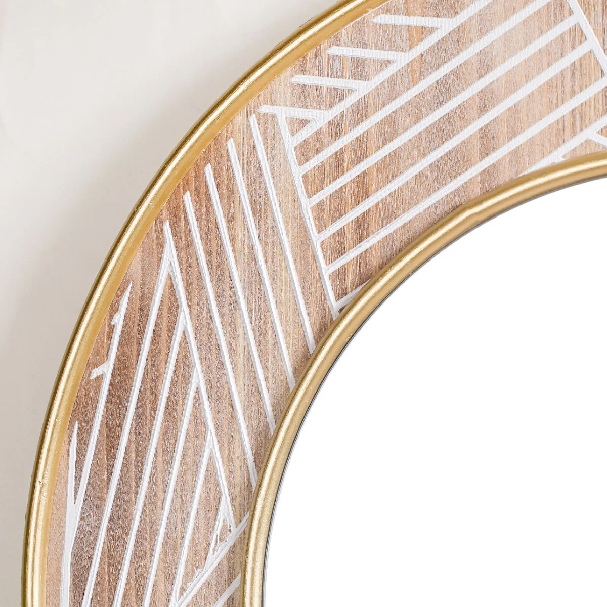 Round Wall Mirror With Metal And Wooden Detailing 19 Inch - Image 9