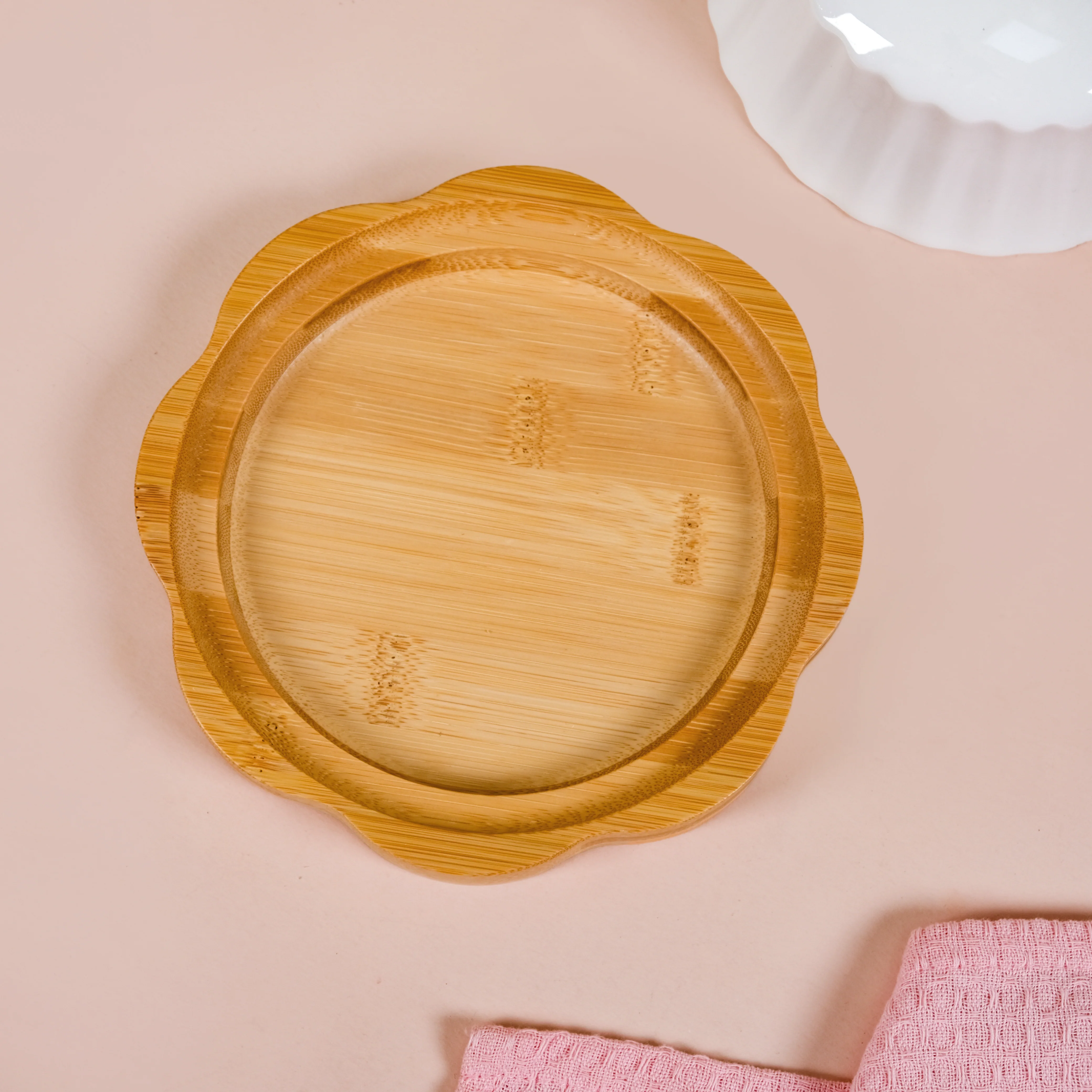 Round Wooden Dish With Fluted Texture Ceramic Lid - Image 7