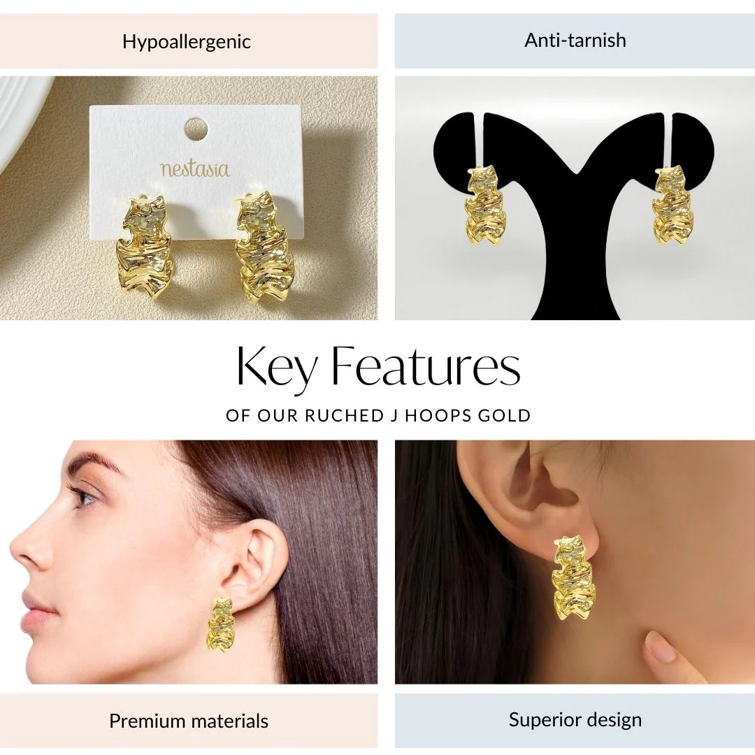 Ruched J Hoops Gold - Image 4