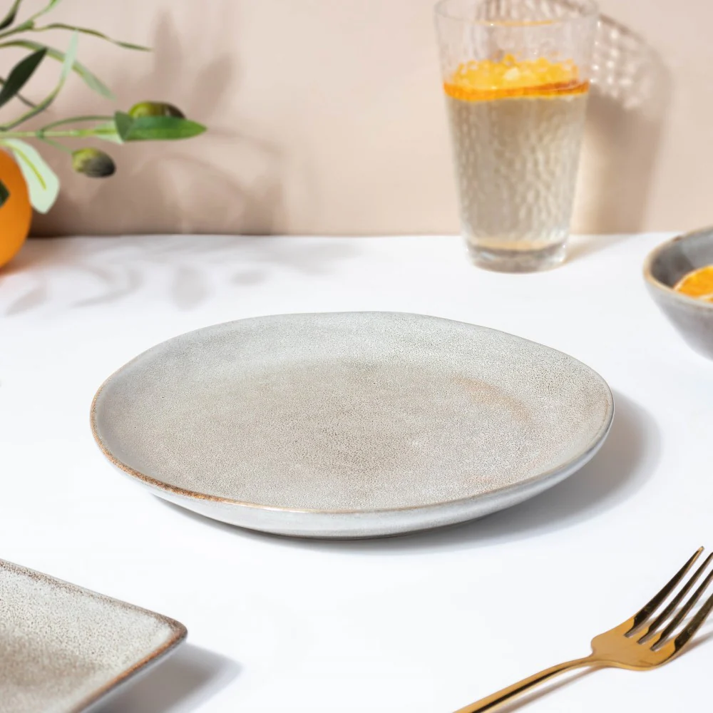 Rustic Handmade Ceramic Snack Plate Grey 8 Inch - Image 2