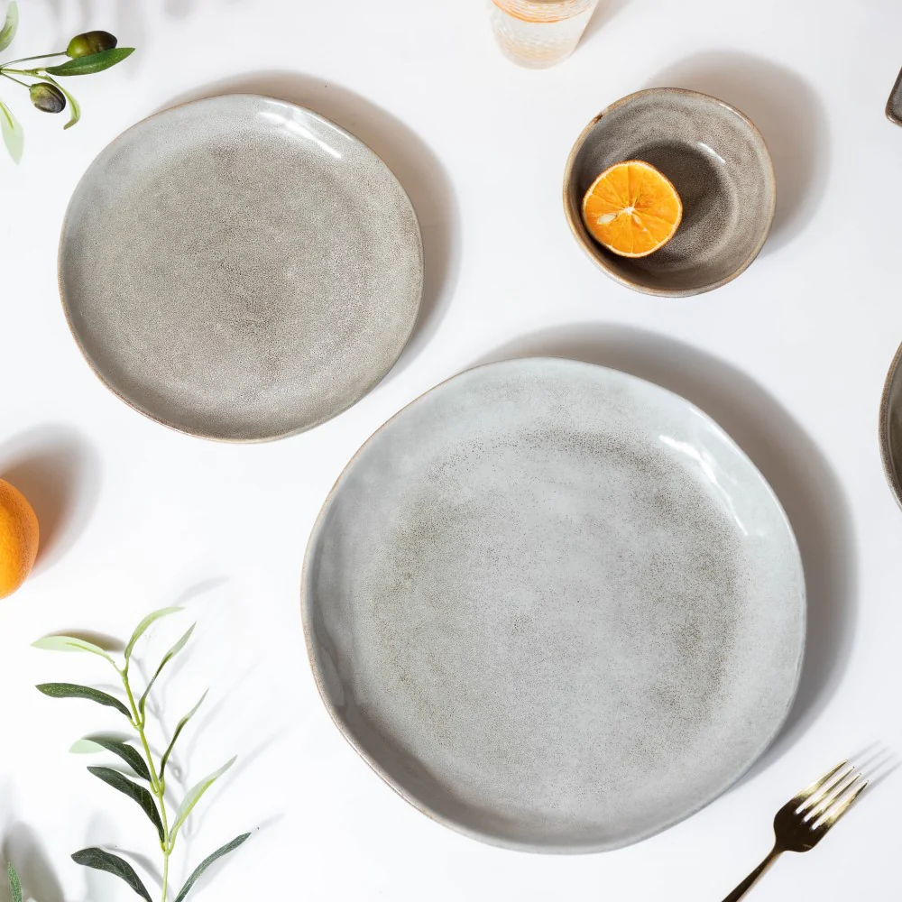 Rustic Handmade Ceramic Snack Plate Grey 8 Inch - Image 8