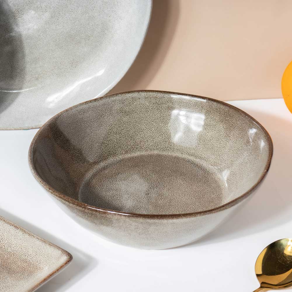 Rustic Handmade Large Serving Bowl Grey 800 ml - Image 3