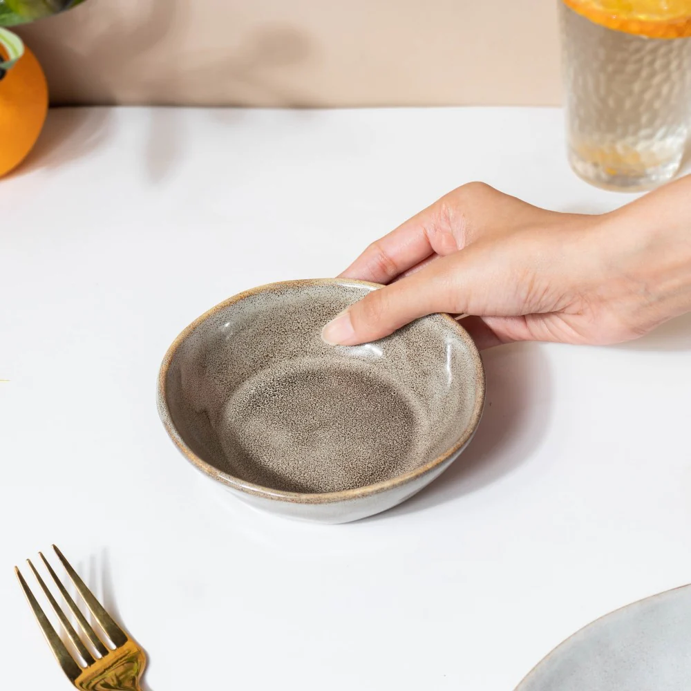 Rustic Handmade Snack Bowl Grey 150 ml - Image 3