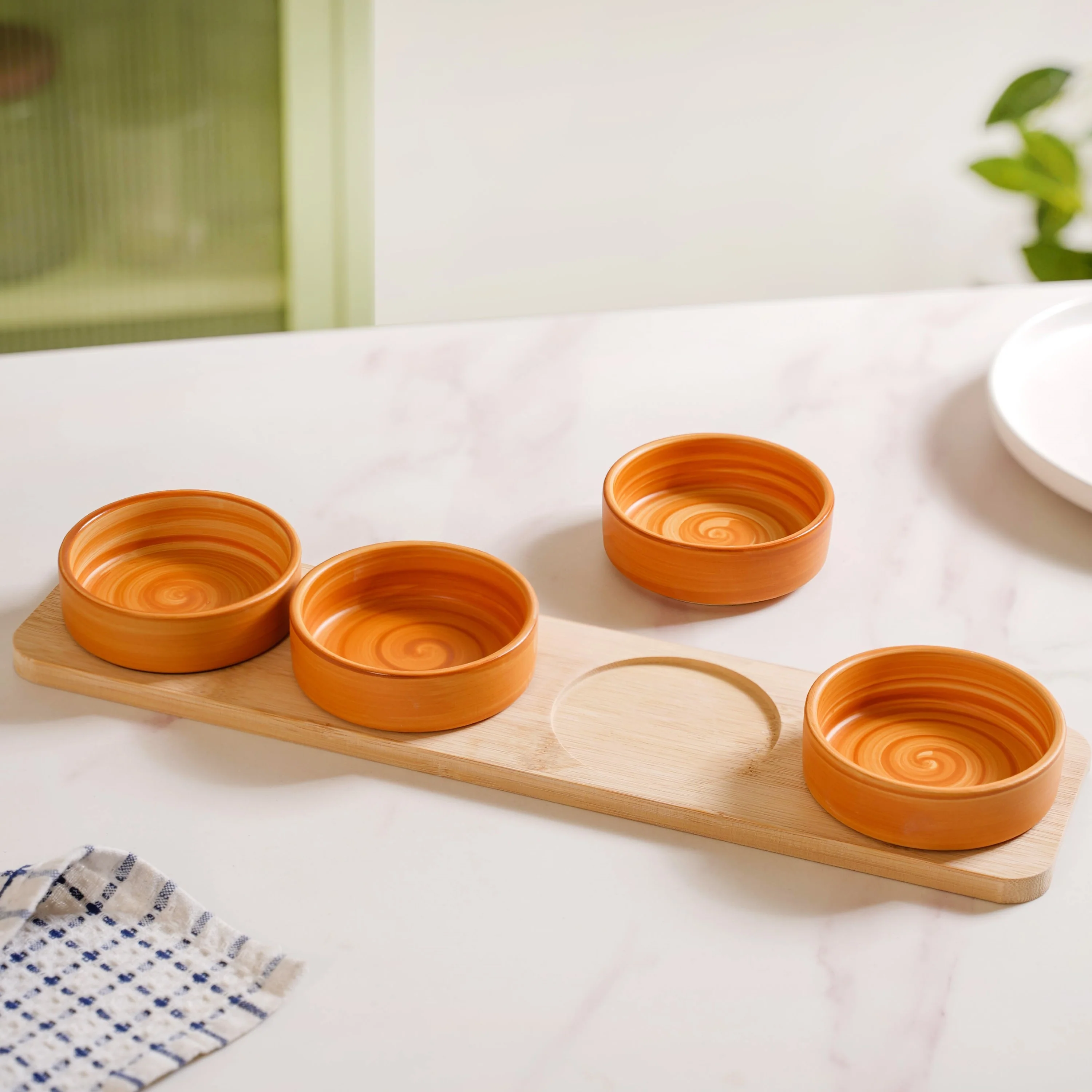Rustic Style Bowl And Platter Set Of 5 For Sauces Snacks Or Salsa - Image 8