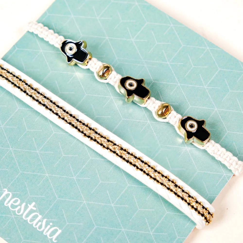 Sacred Hamsa Hand Bracelet Set Of 2 - Image 4