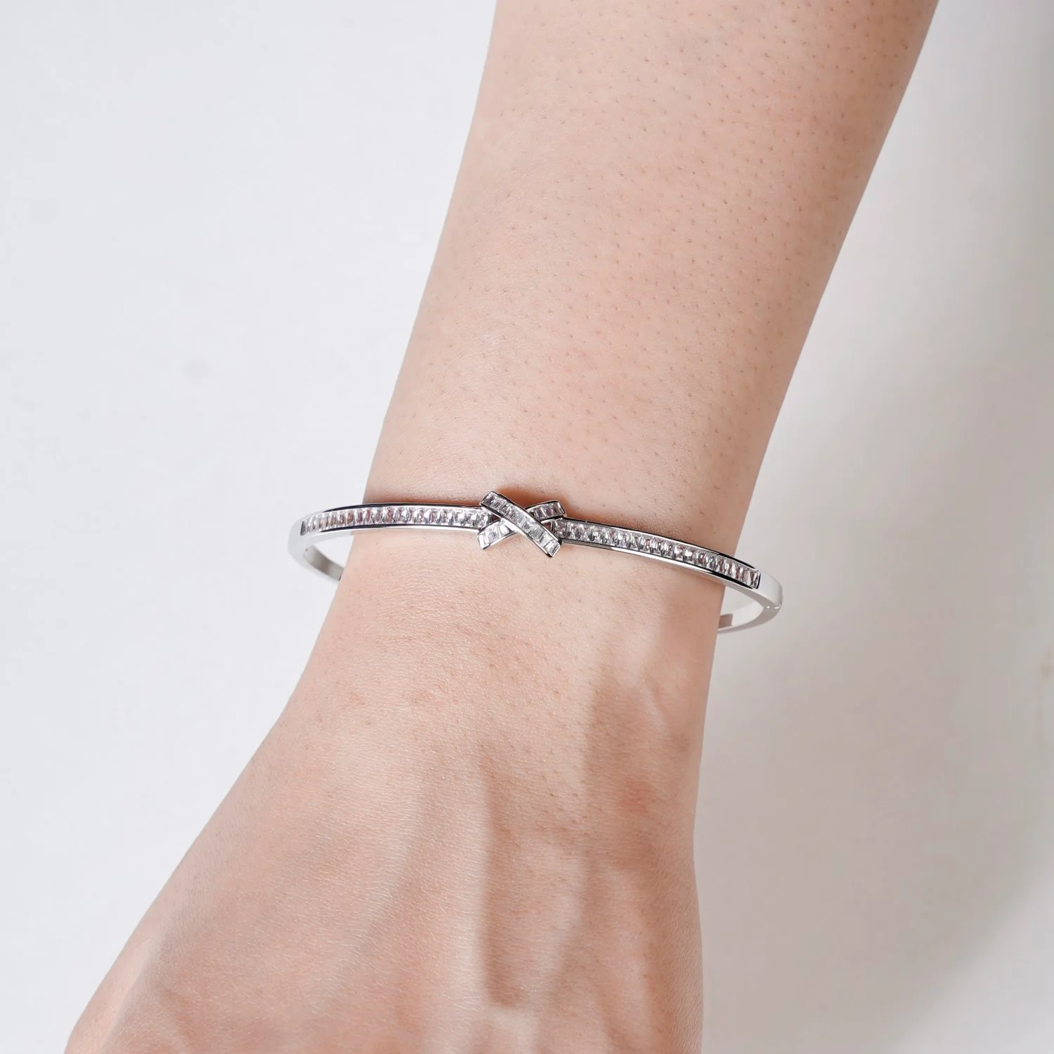 Sacred Sparkle Cross Bracelet Silver - Image 2