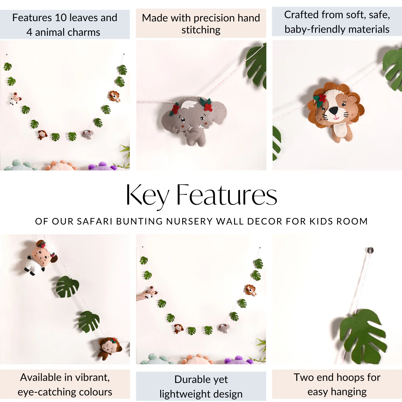 Safari Bunting Nursery Wall Decor For Kids Room - Image 5