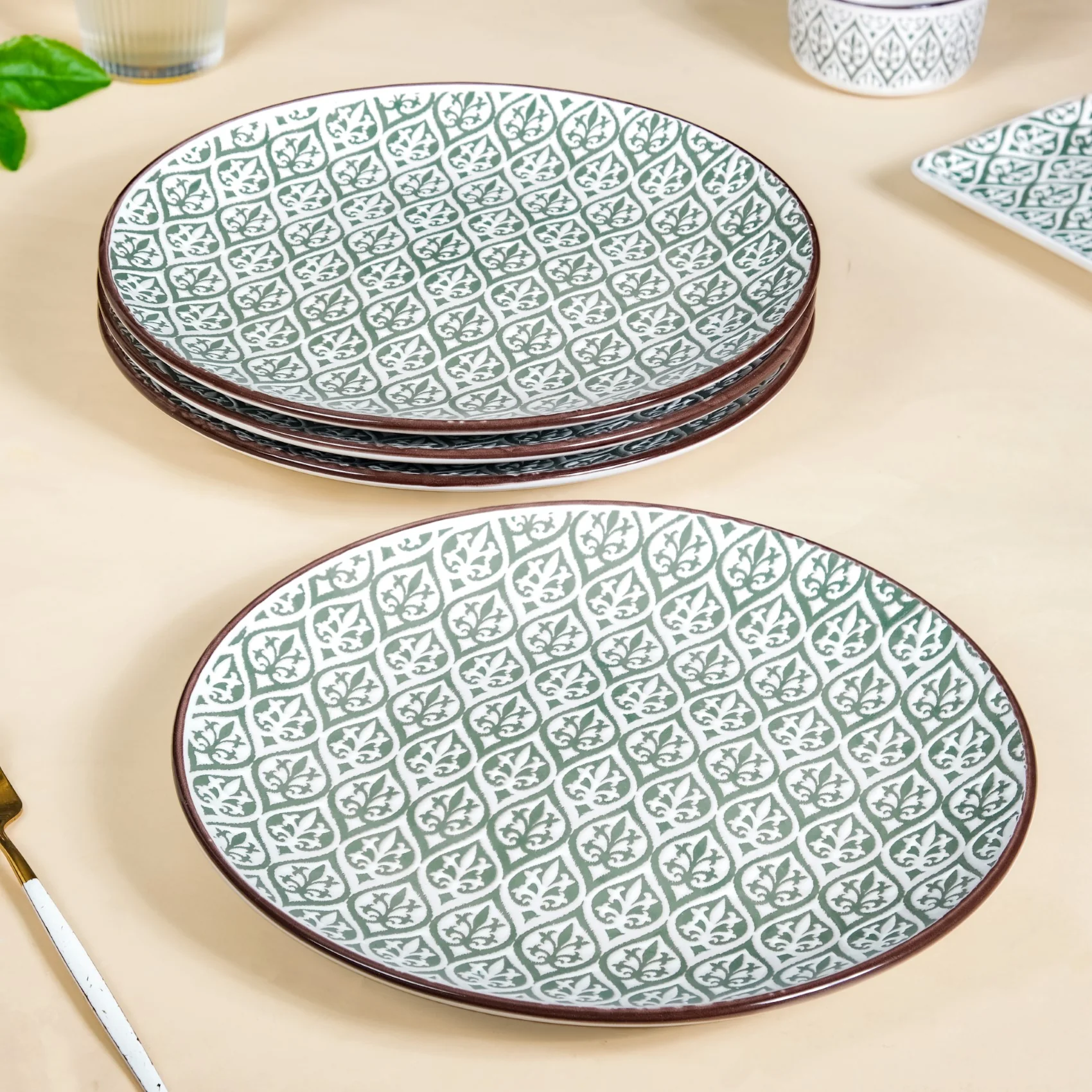 Sage Ceramic Baroque Dinner Plate Set Of 4 11 Inch - Image 2