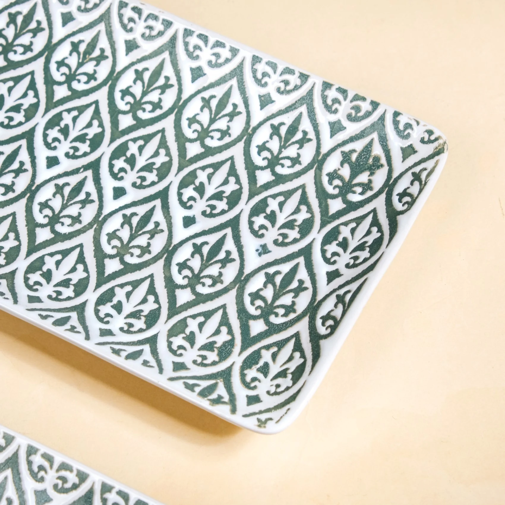 Sage Green Baroque Ceramic Serving Platter Set Of 4 7 Inch - Image 7