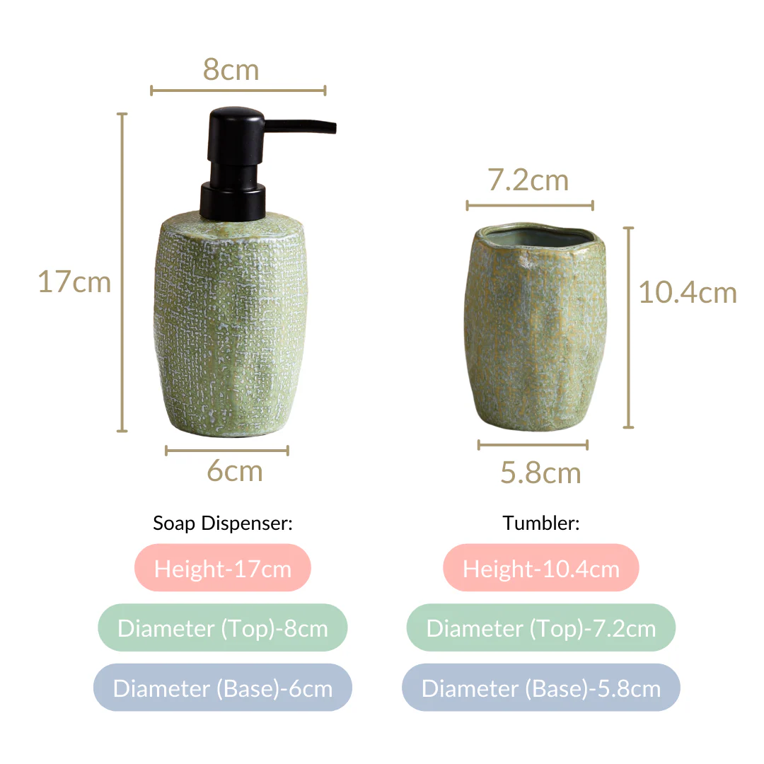 Sage Green Bathroom Set Of 2 With Organic Texture - Image 3