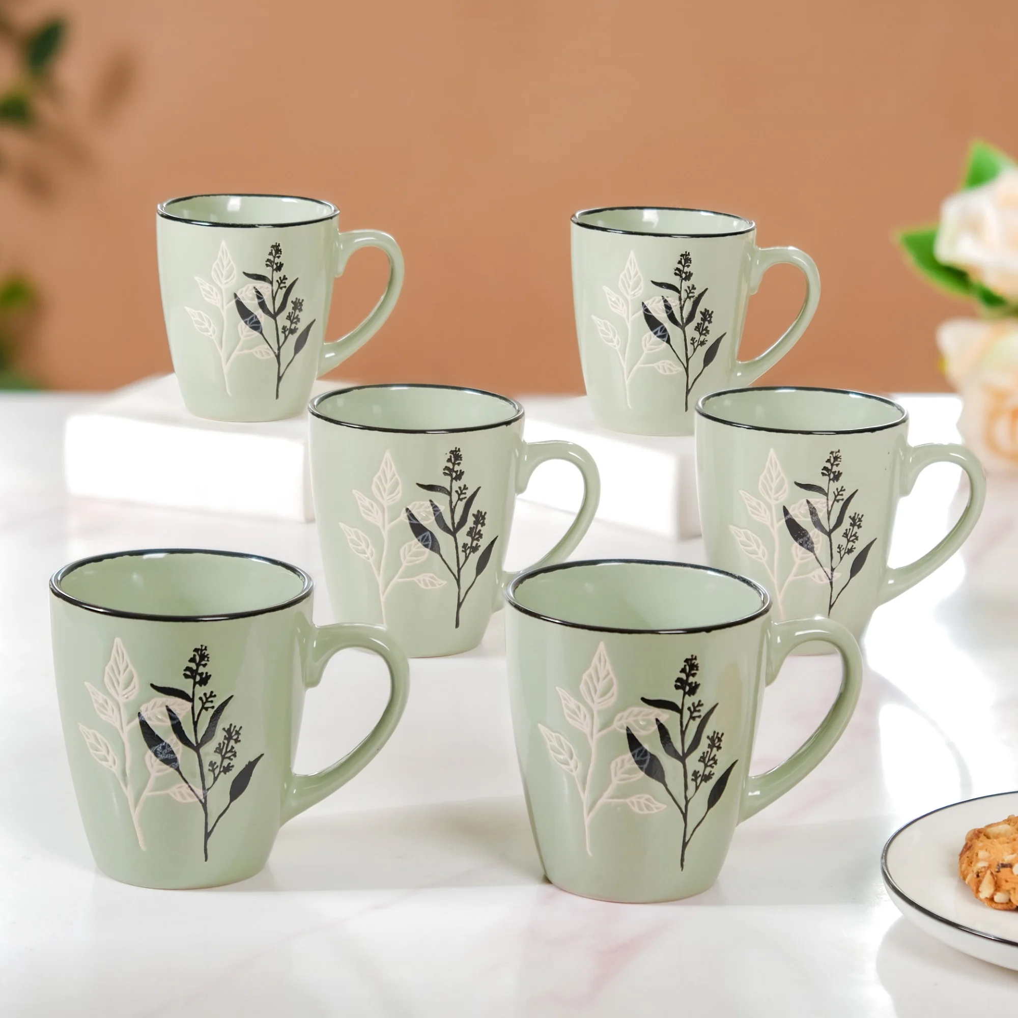 Sage Green Hygge Coffee Mug Set of 6 250ml - Image 4