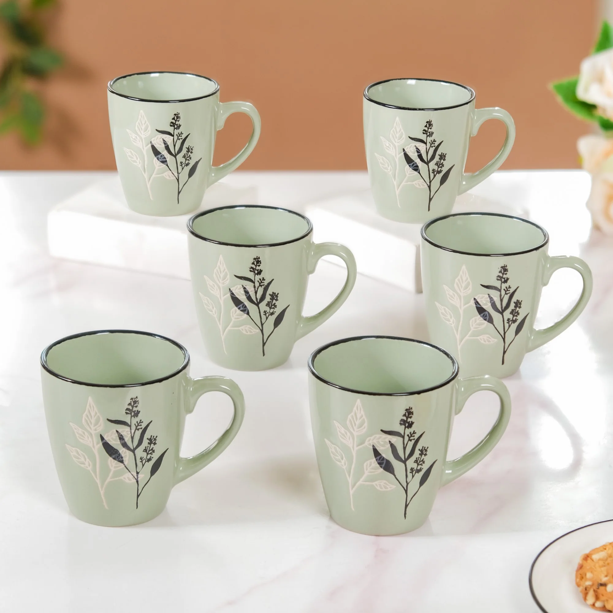 Sage Green Hygge Coffee Mug Set of 6 250ml - Image 7