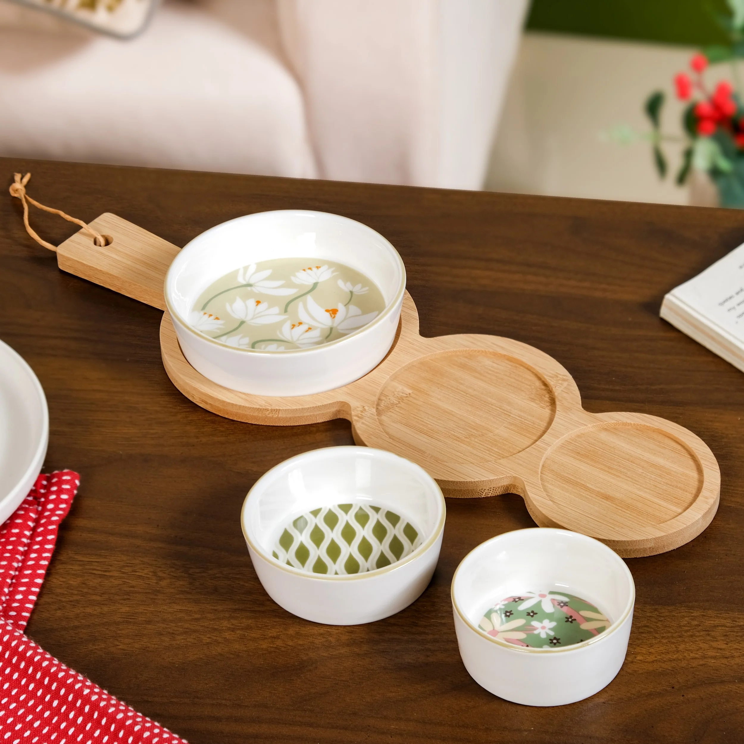 Sage Scape Snack Bowl And Tray Set Of 4 - Image 7