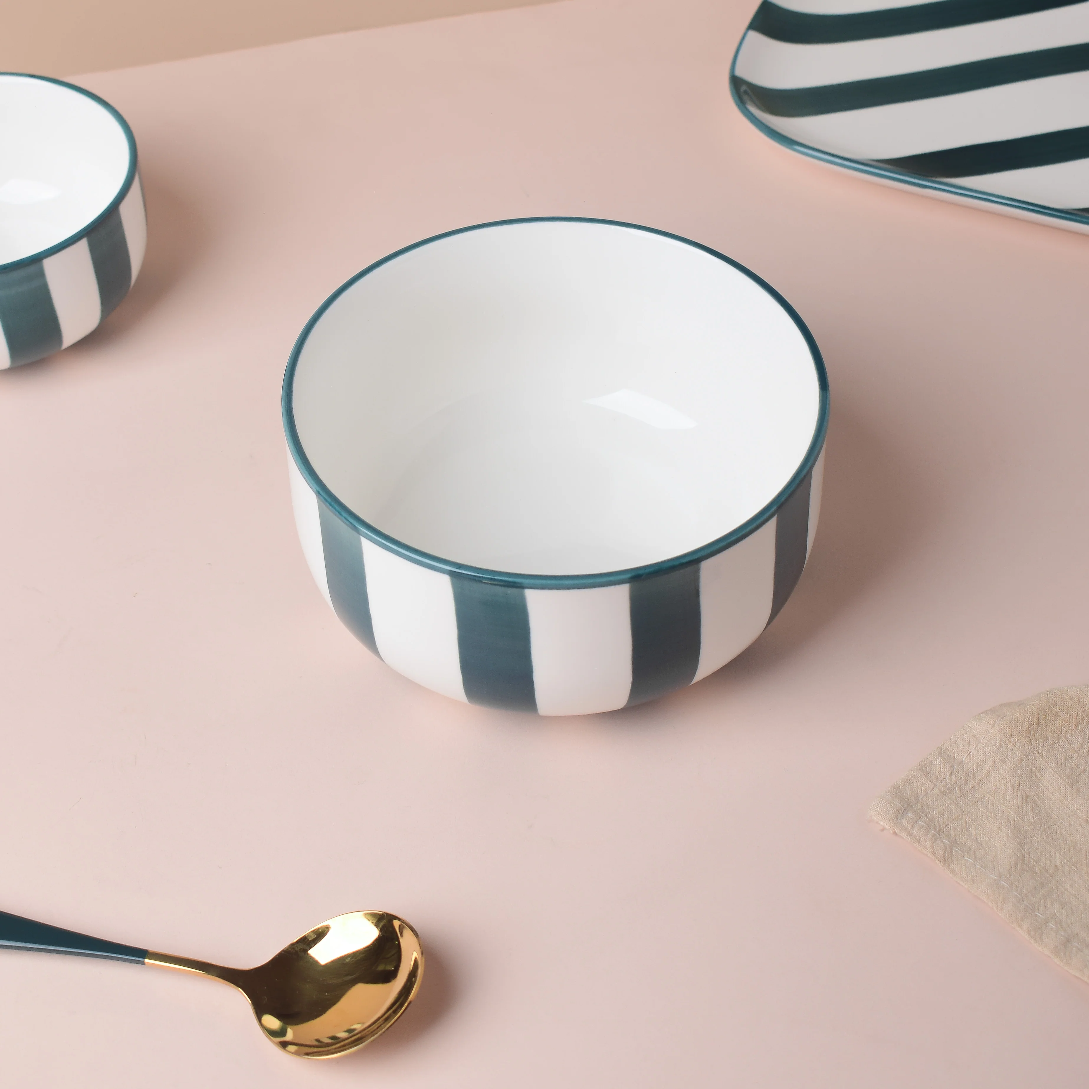 Sailor Striped Green Serving Bowl - Image 3