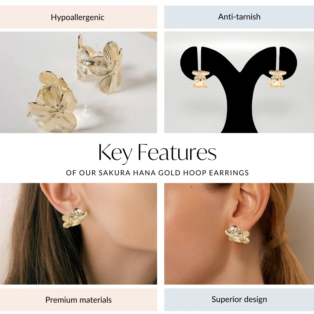 Sakura Hana Gold Hoop Earrings - Image 4