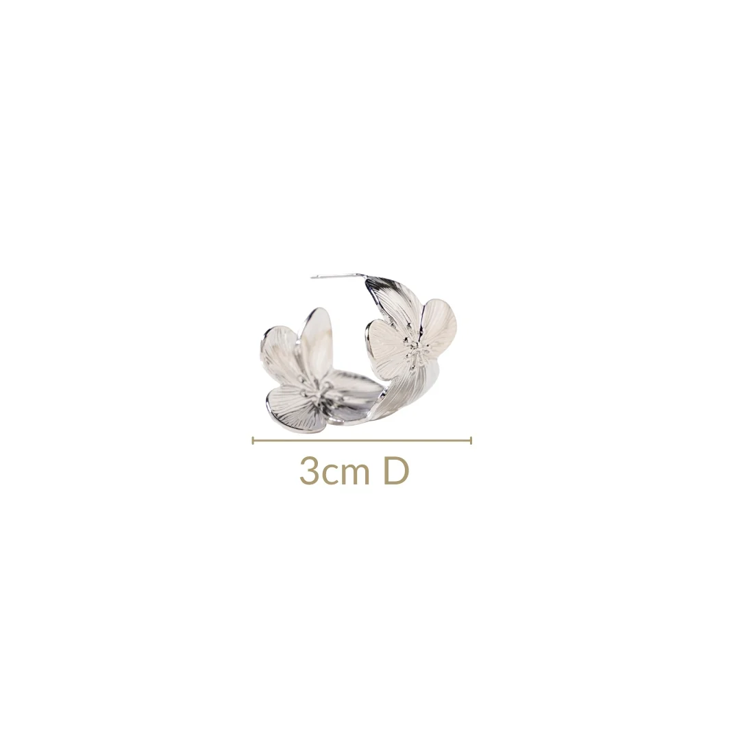Sakura Hana Silver Hoop Earrings - Image 3