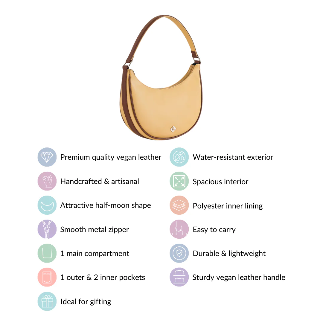 Sandy Beige Half Moon Shoulder Bag - Image 8