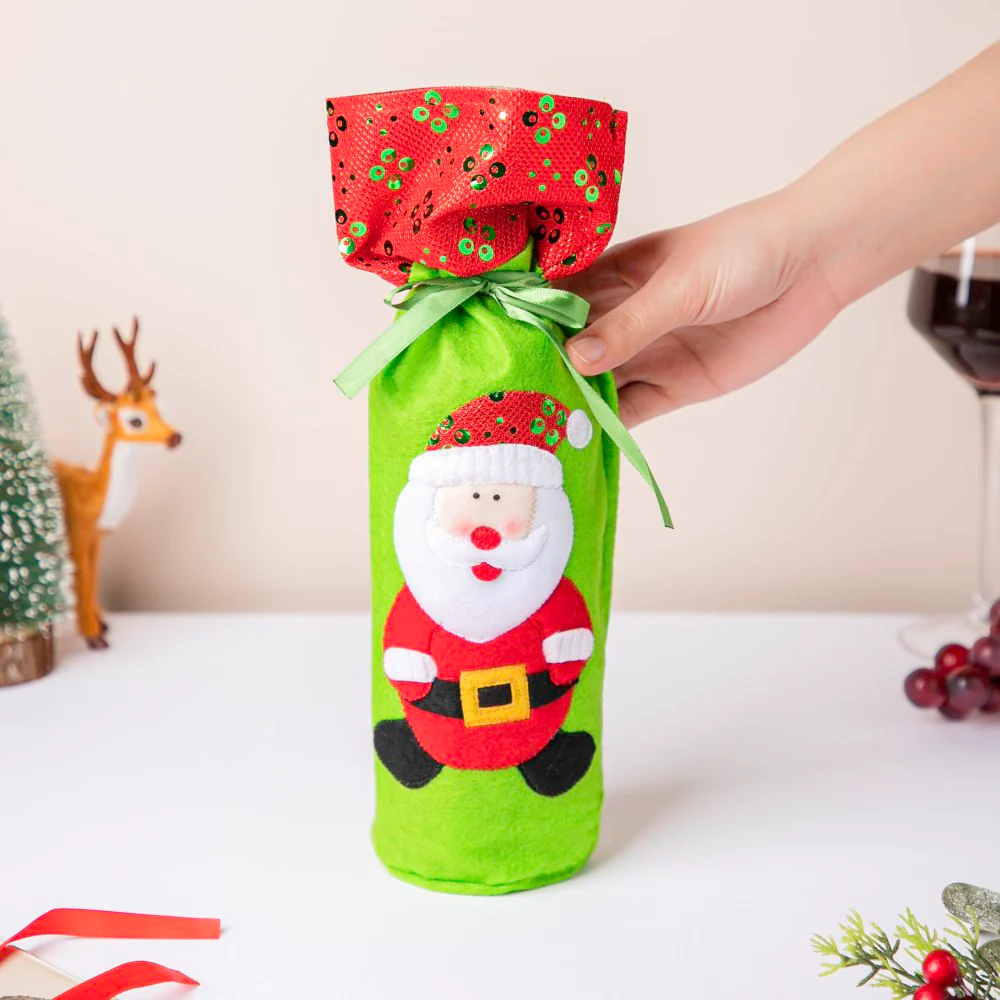 Santa Party Wine Bottle Gift Bag For Christmas 12 Inch - Image 2