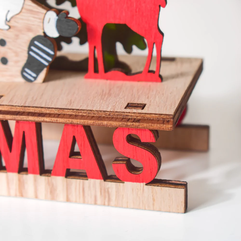 Santa Xmas DIY Wooden Sleigh Decor - Image 6