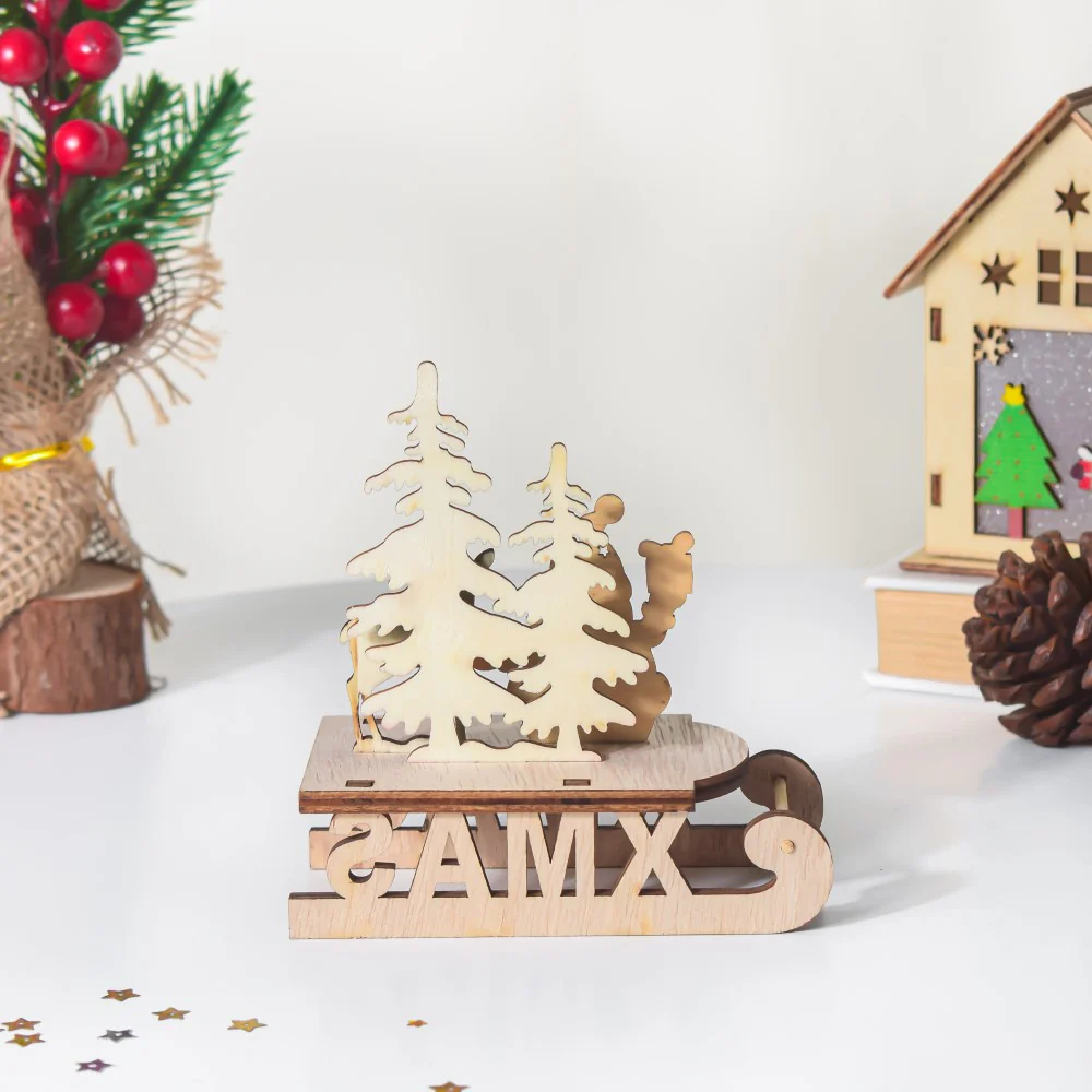 Santa Xmas DIY Wooden Sleigh Decor - Image 7