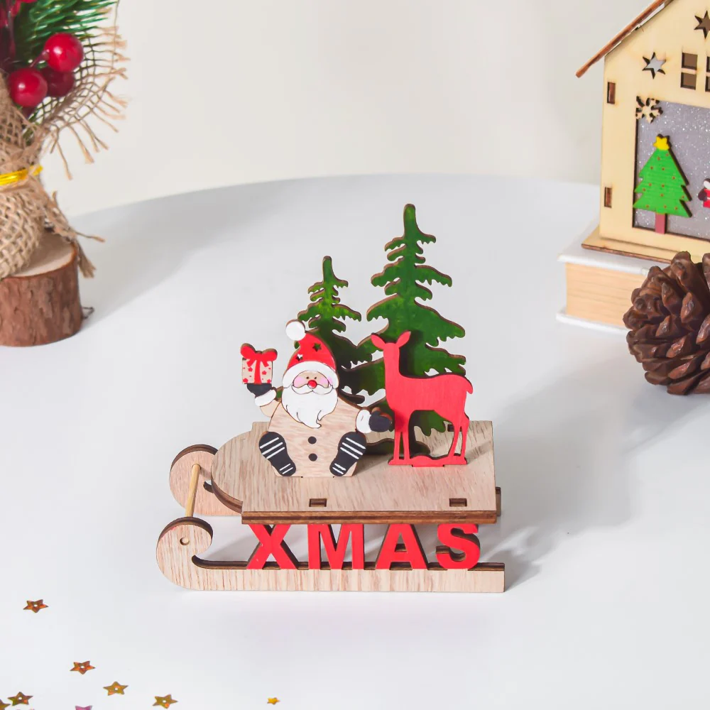 Santa Xmas DIY Wooden Sleigh Decor - Image 8