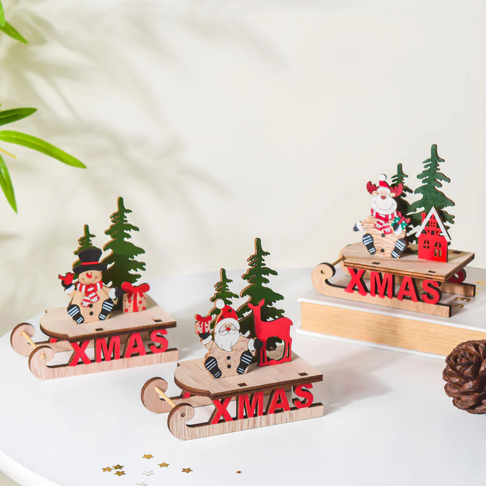 Santa Xmas DIY Wooden Sleigh Decor - Image 9