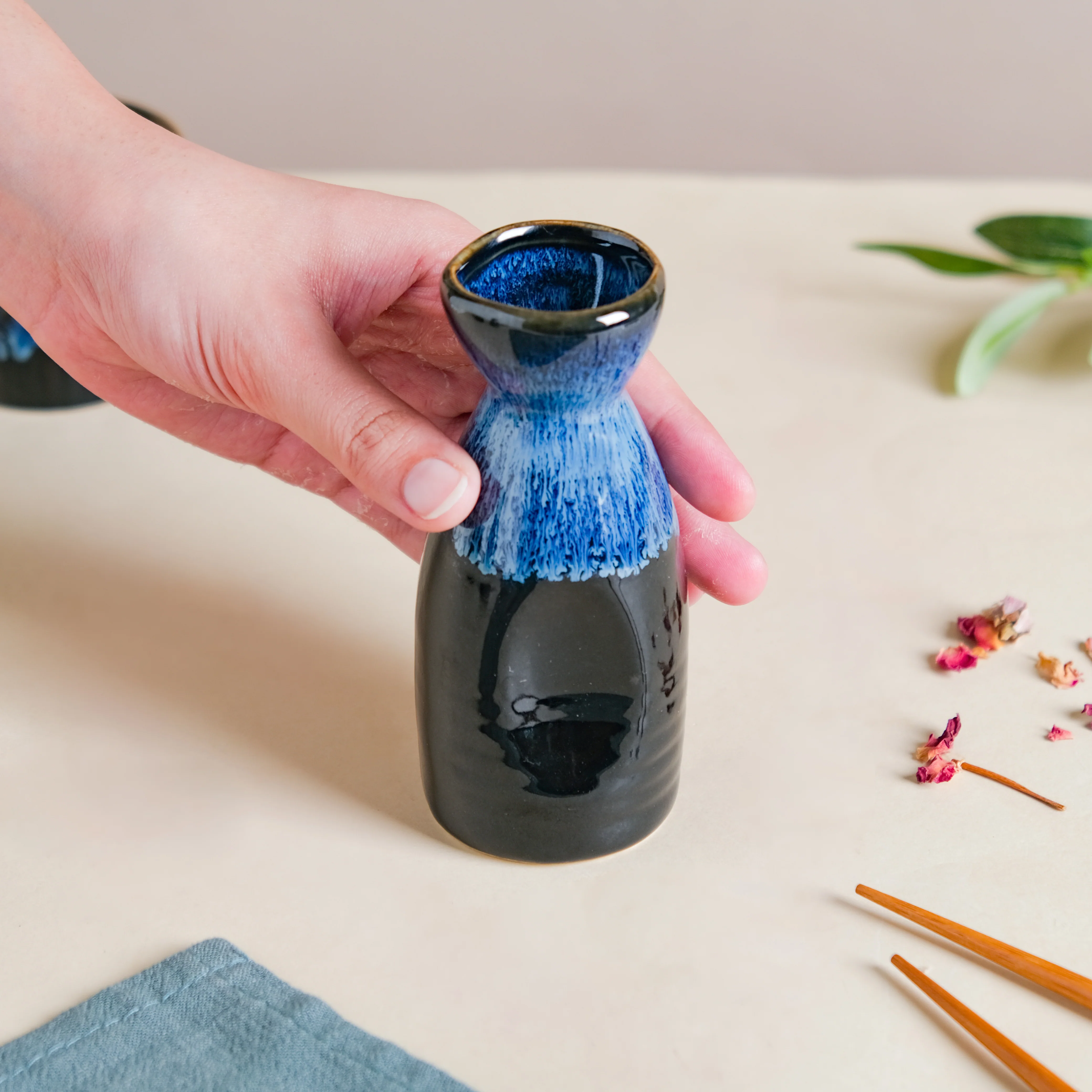 Sapphire Ceramic Sake Mini Decanter Blue 120 ml - Image 2