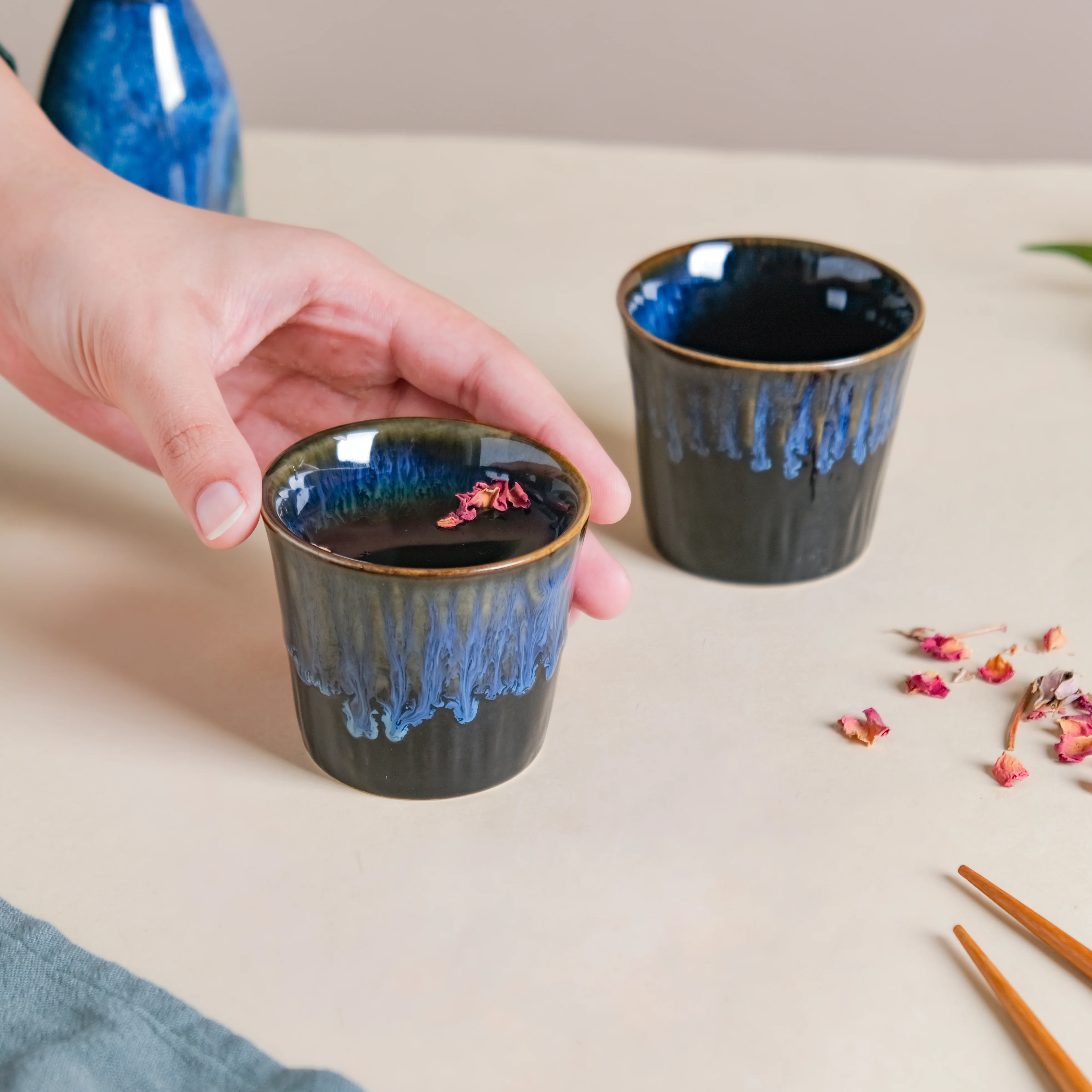 Sapphire Ceramic Tea Tumbler Blue Set Of 2 100 ml - Image 2