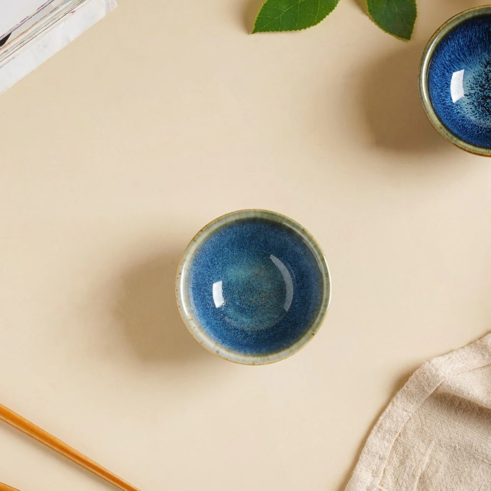 Sapphire Glazed Ceramic Dip Bowl Blue 50 ml - Image 5
