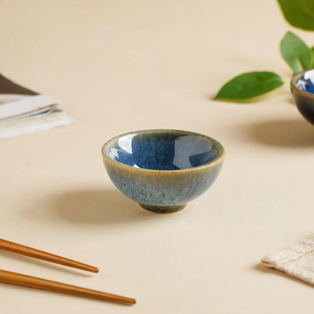 Sapphire Glazed Ceramic Dip Bowl Blue 50 ml - Image 9