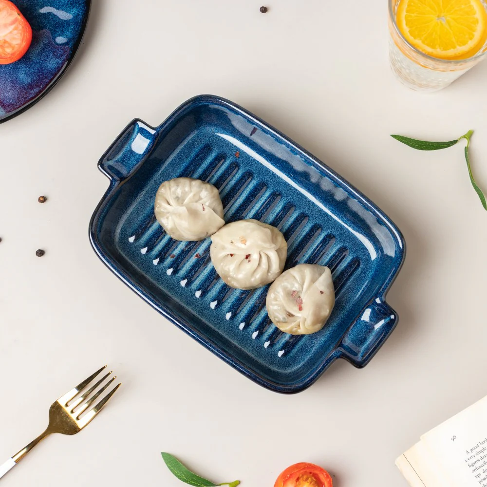 Sapphire Rectangle Baking Dish With Handle Blue 500 ml - Image 2