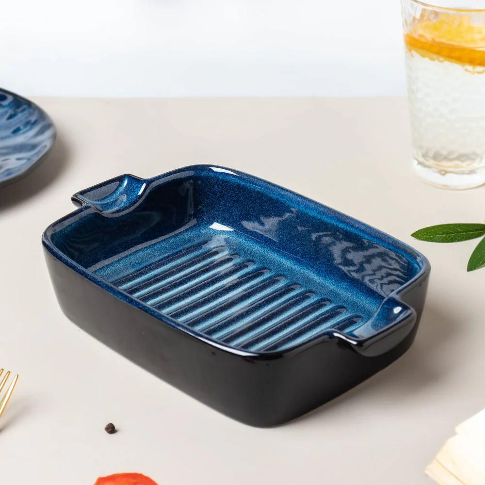 Sapphire Rectangle Baking Dish With Handle Blue 500 ml - Image 4