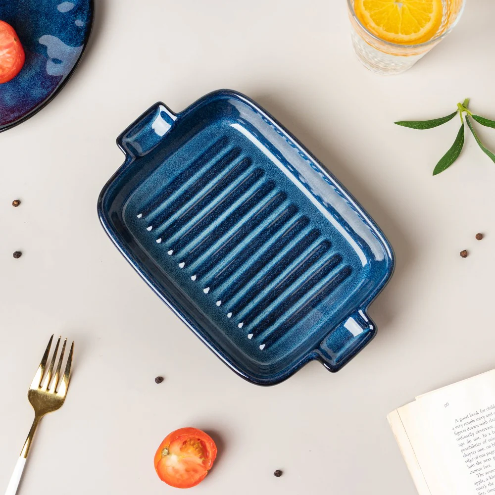 Sapphire Rectangle Baking Dish With Handle Blue 500 ml - Image 5