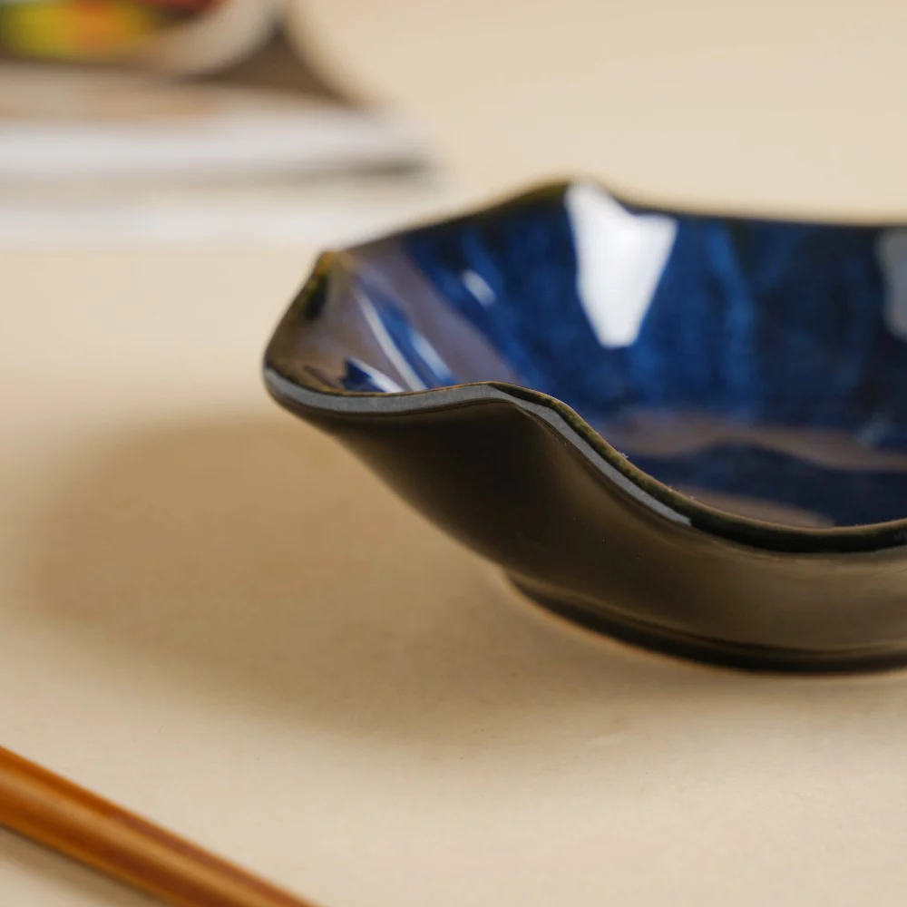 Sapphire Wavy Ceramic Dip Bowl Blue Set Of 2 - Image 7