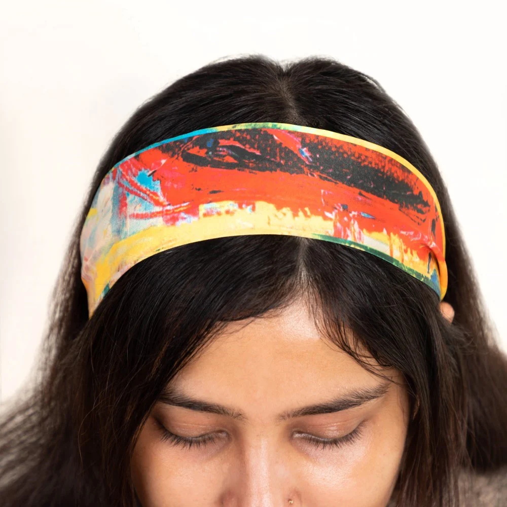 Satin Skinny Scarf Blue And Multicolour Set of 2 38 Inch - Image 2