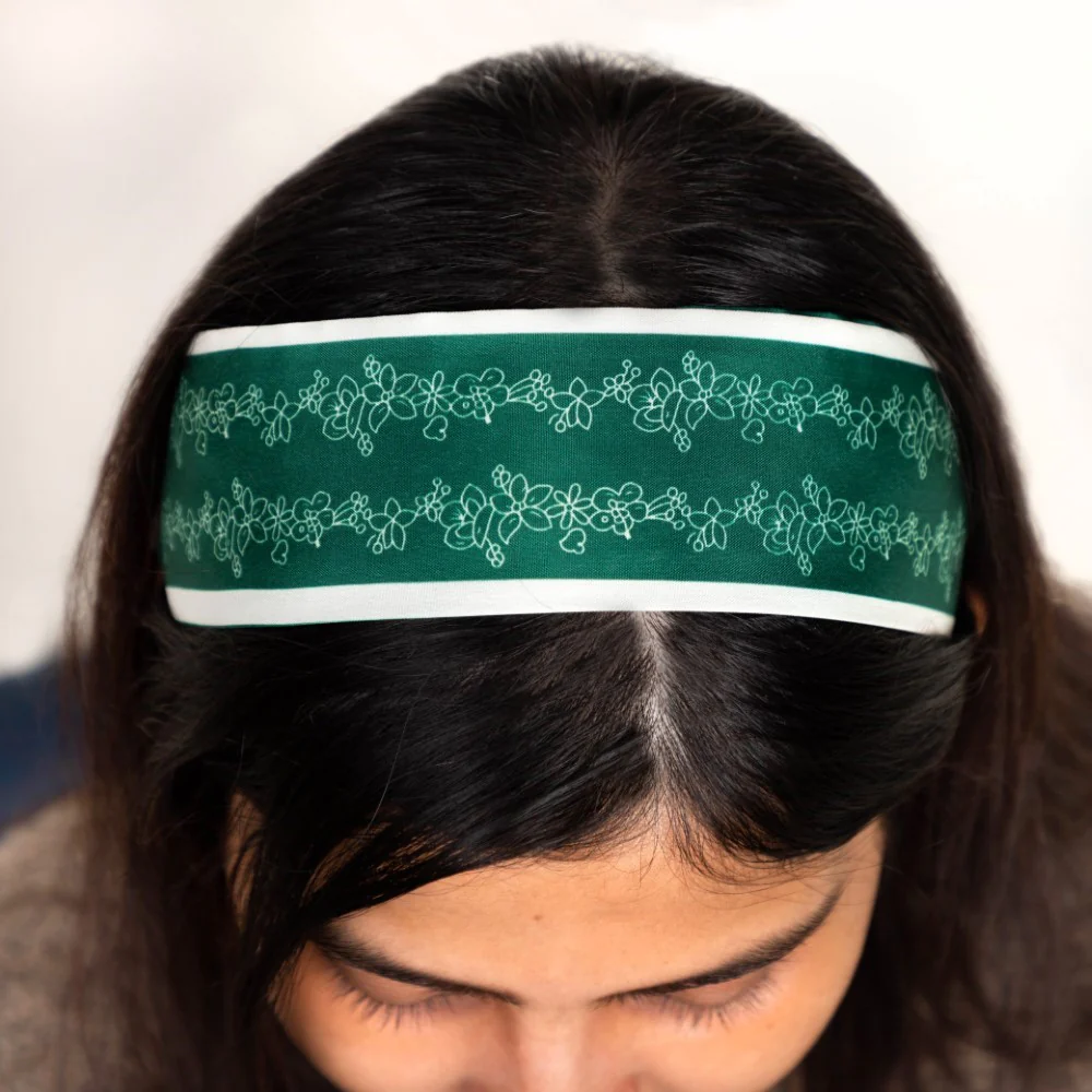 Satin Skinny Scarf Green And White 34 Inch Set of 2 - Image 6