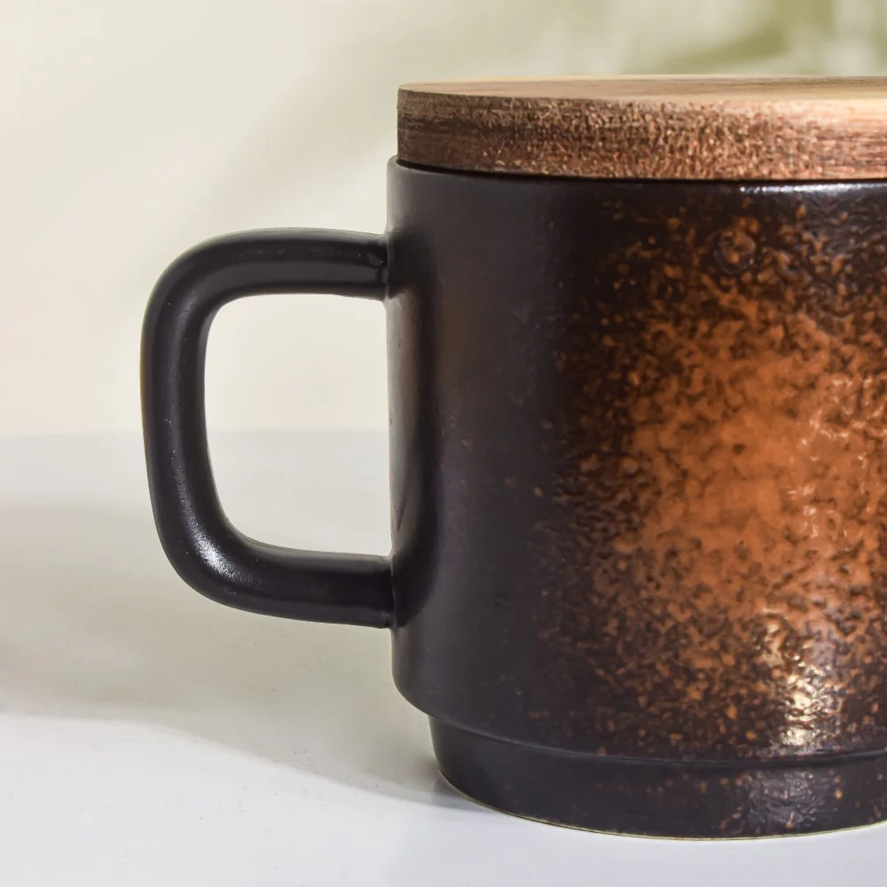 Savanna Stoneware Mug With Lid Black 250 ml - Image 4