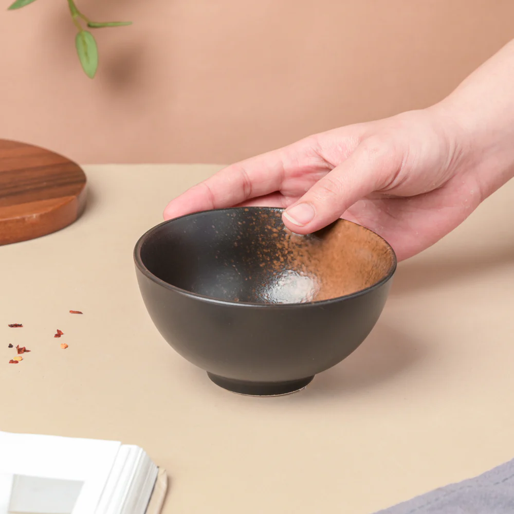 Savanna Stoneware Snack Bowl Black Brown 200ml - Image 2