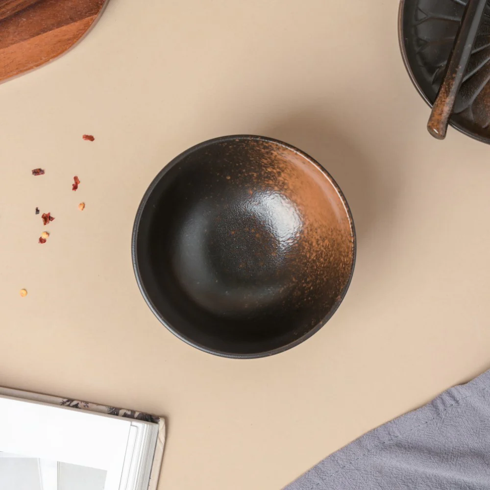 Savanna Stoneware Snack Bowl Black Brown 200ml - Image 4