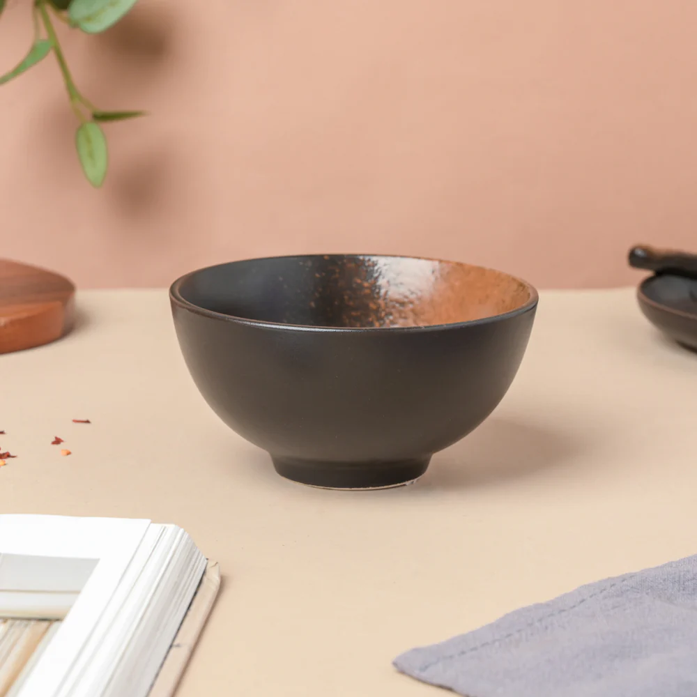Savanna Stoneware Snack Bowl Black Brown 200ml - Image 5