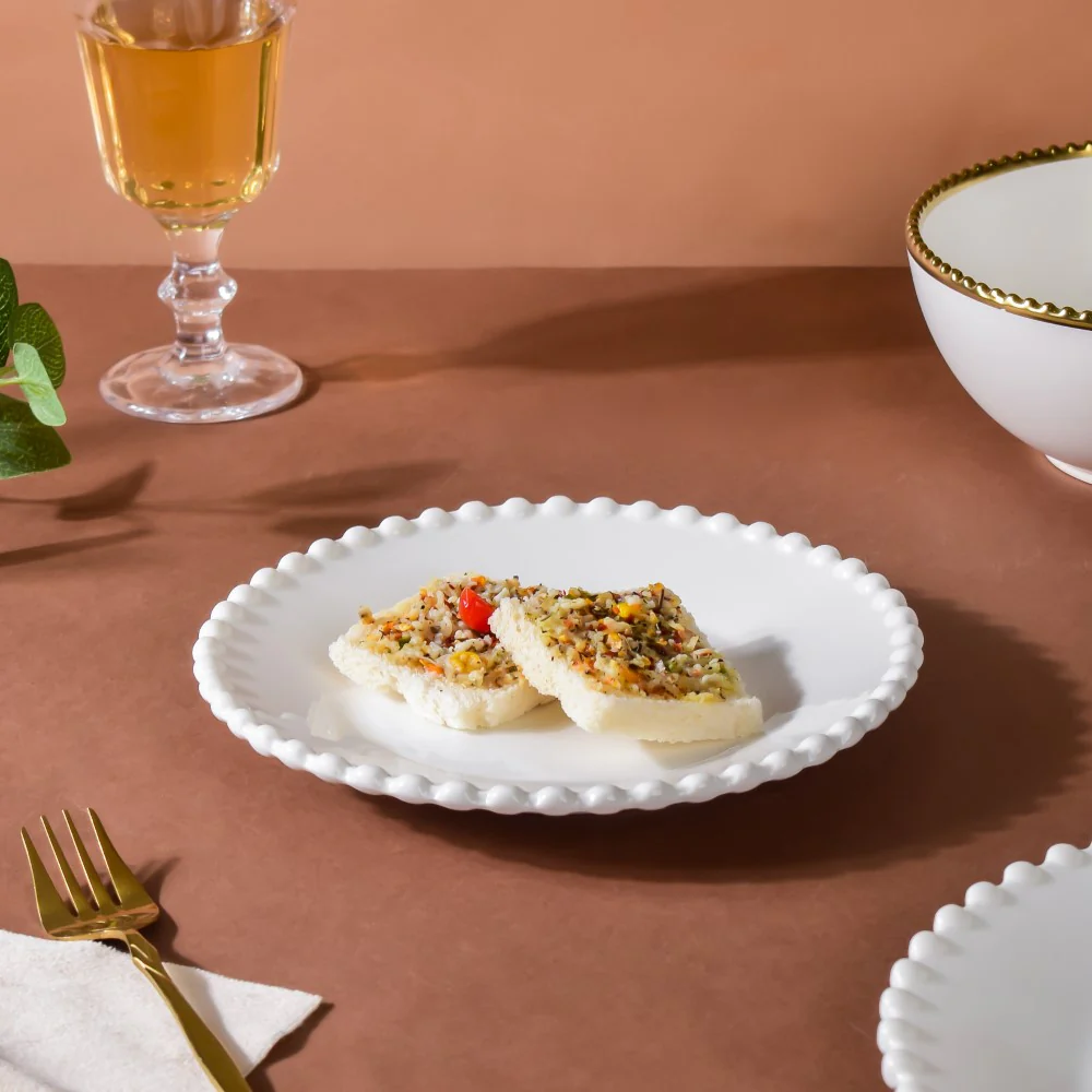 Scalloped Snack Plate White 8 Inch - Image 3