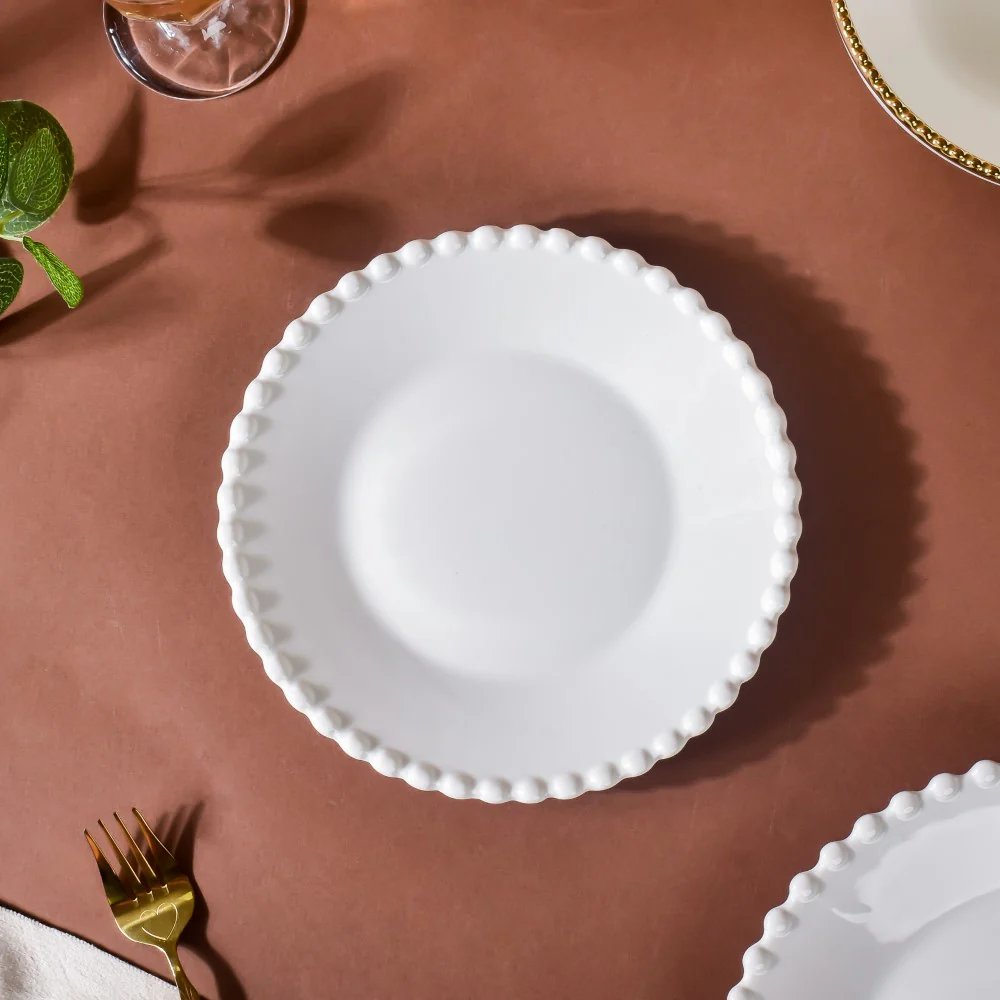 Scalloped Snack Plate White 8 Inch - Image 4