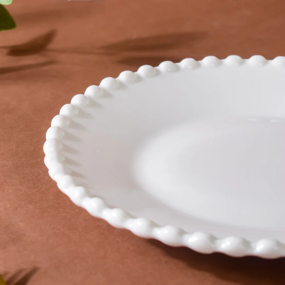 Scalloped Snack Plate White 8 Inch - Image 5