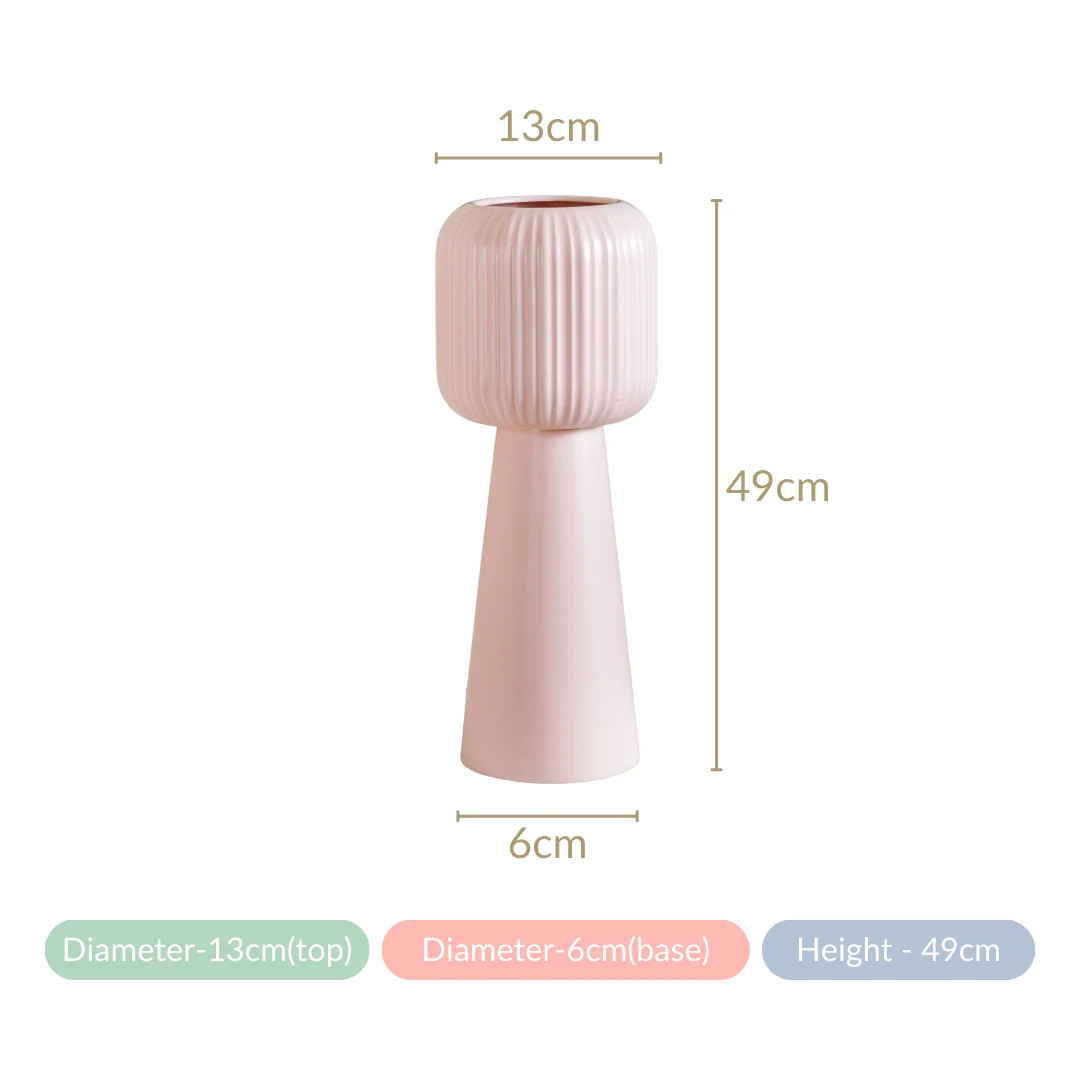 Scandi Pedestal Floor Vase Pink - Image 8