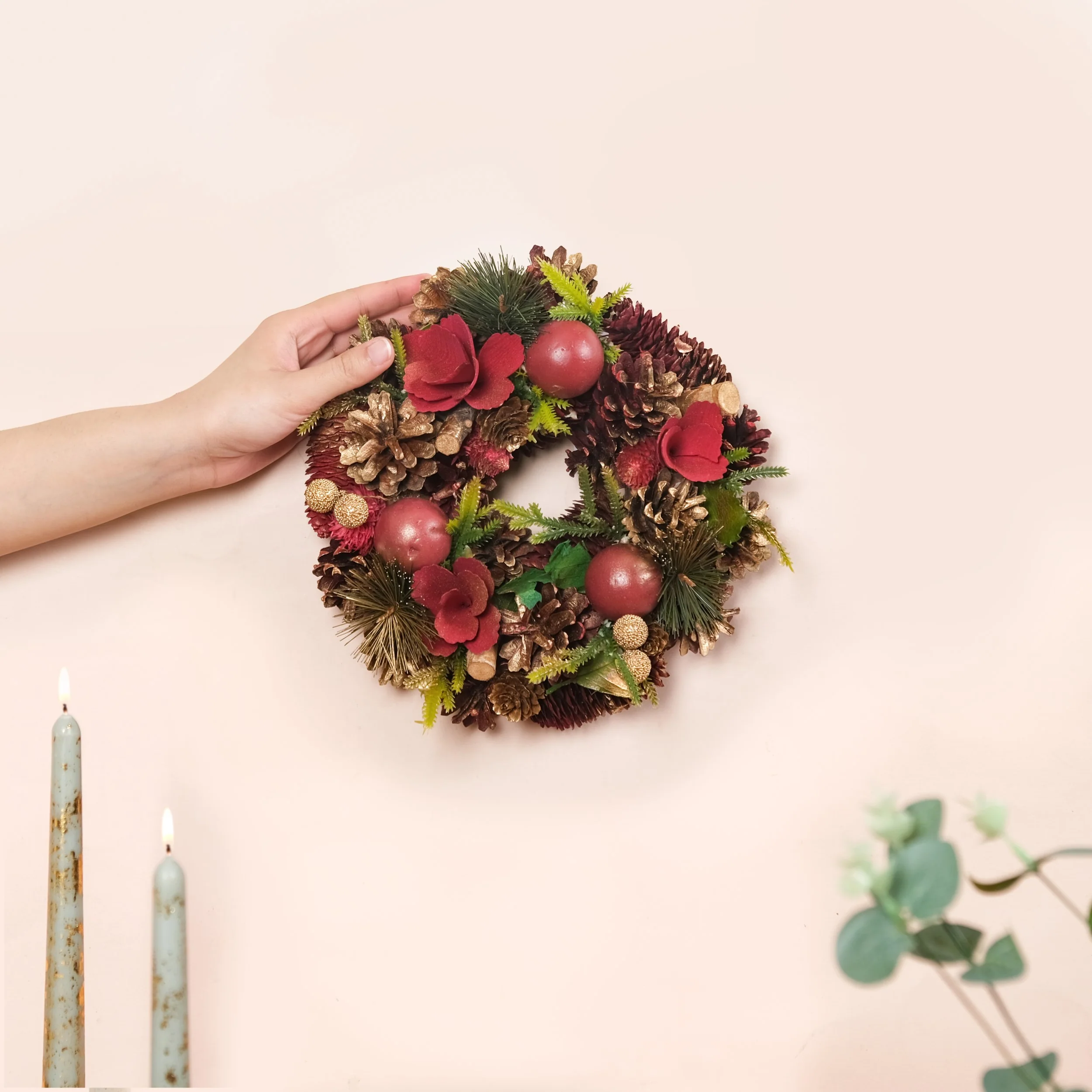 Scarlet Winter Wreath For Seasonal Wall Decor - Image 2