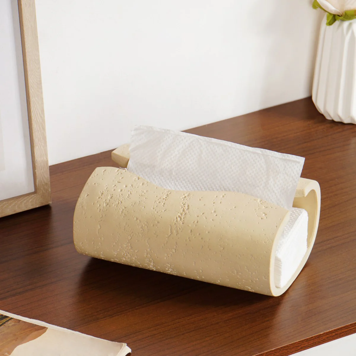 Sculpt Wave Tissue Holder Beige - Image 2